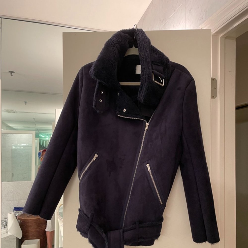 J.O.A. Faux Shearling Moto Style fur jacket